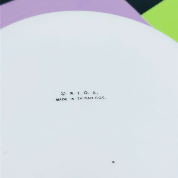 80s FTDA Pastel Heart Blue Ribbon Bouquet Porcelain Canister Vintage Candy Jar - Picture 8 of 10